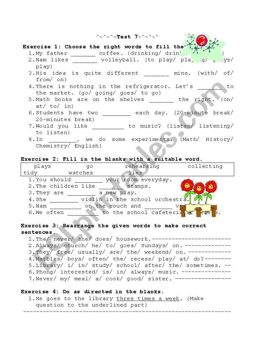 TEST worksheet