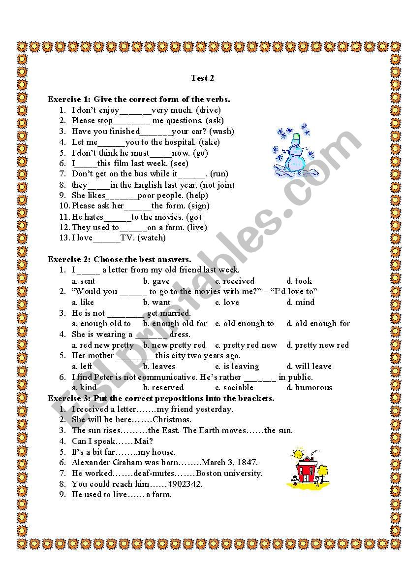 TEST worksheet