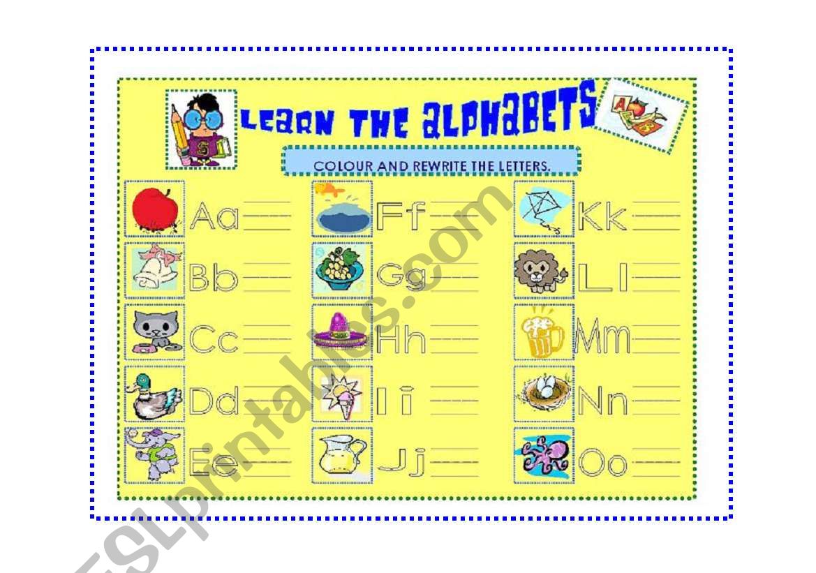 LEARNING THE ALPHABETS worksheet