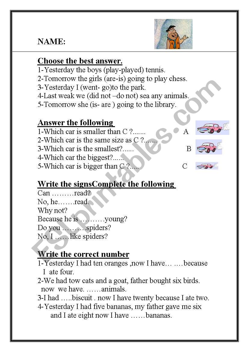 test for beginners worksheet