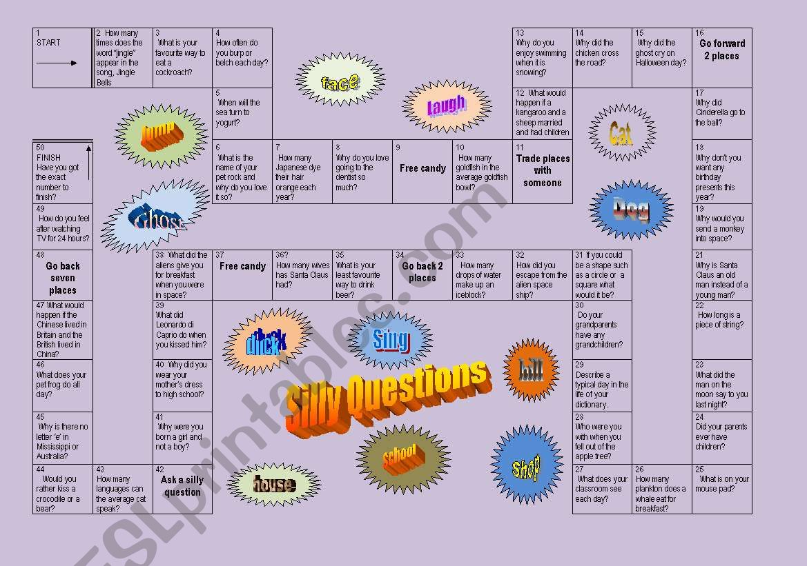 Silly Questions board game (editable)