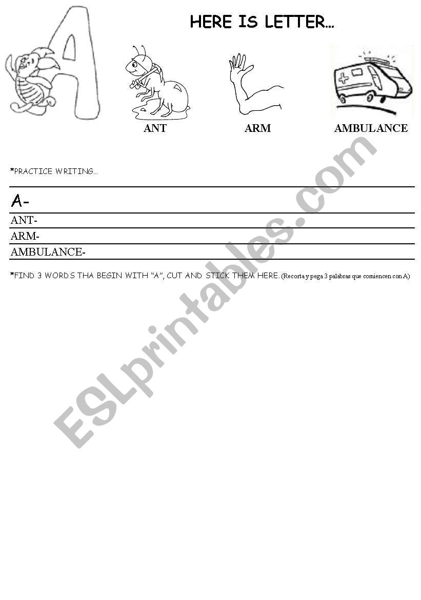 vowel A worksheet