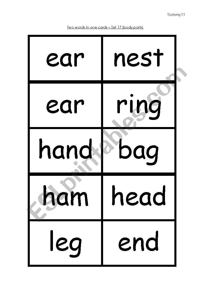 Two words in one - set 17 worksheet