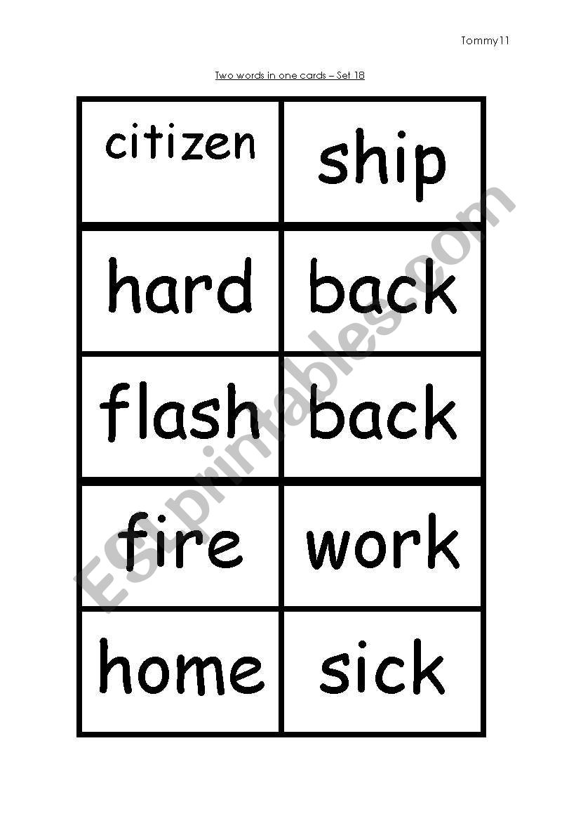 Two words in one - set 18 worksheet