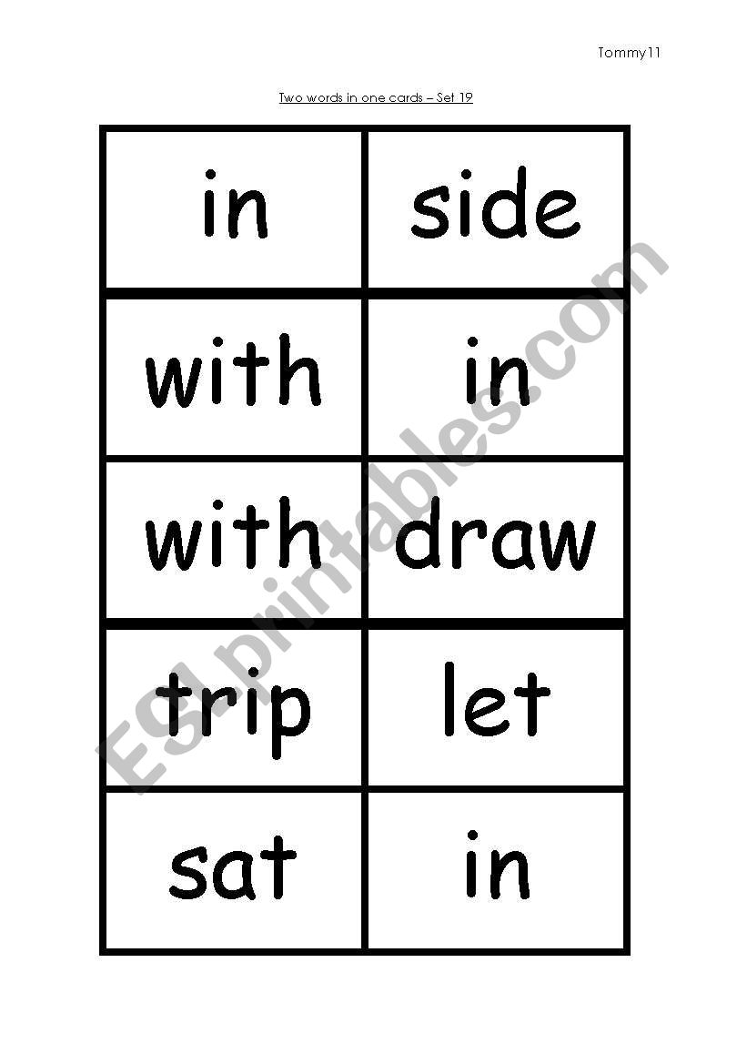 Two words in one - set 19 worksheet