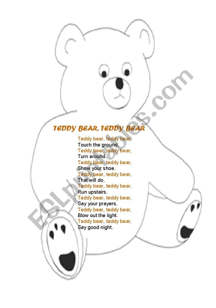 Teddy Bear Rhyme worksheet