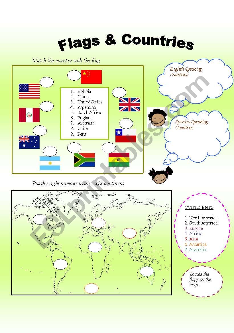 Flags and Countries worksheet