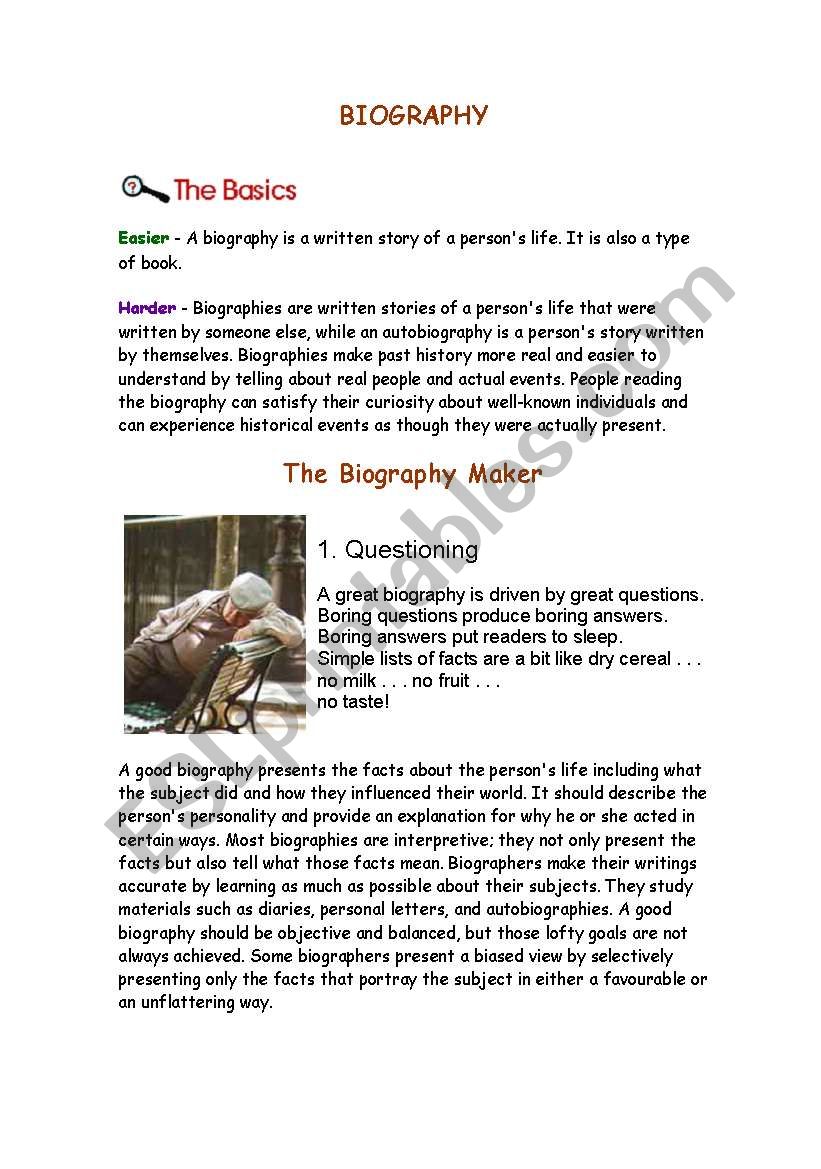 Biography maker worksheet