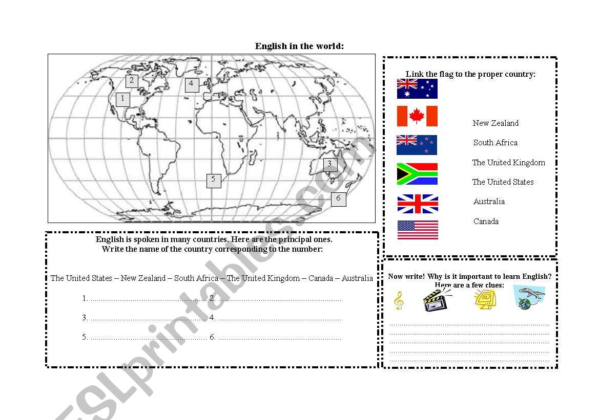 English in the world worksheet