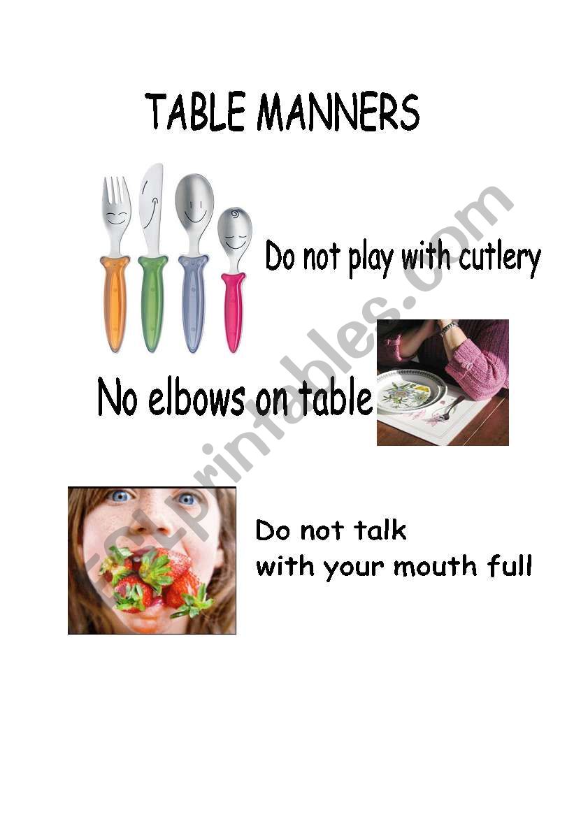 Table Manners worksheet