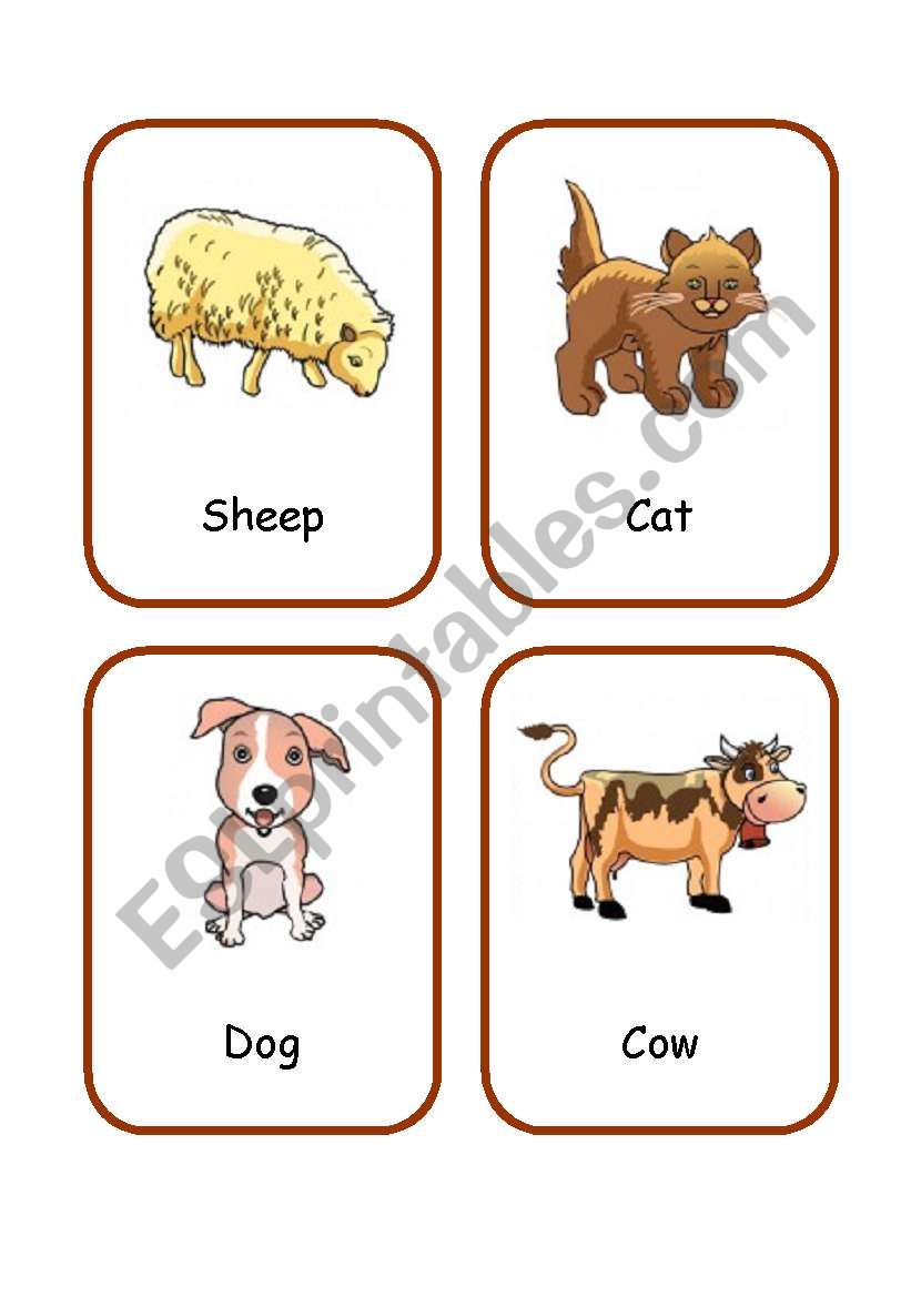 ANIMALS FLASHCARDS 1/3 worksheet