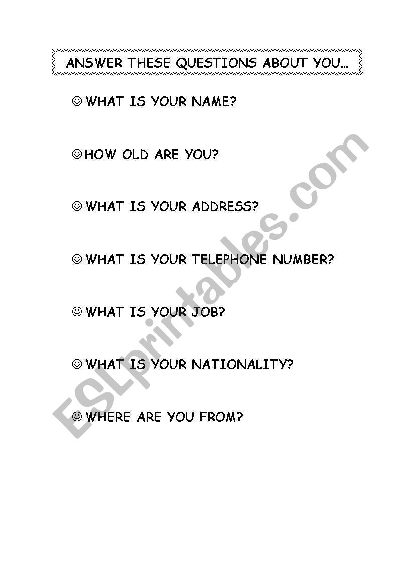 personal questions to get to know your students interests 