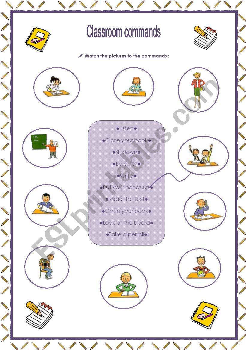 Classroom commands worksheet