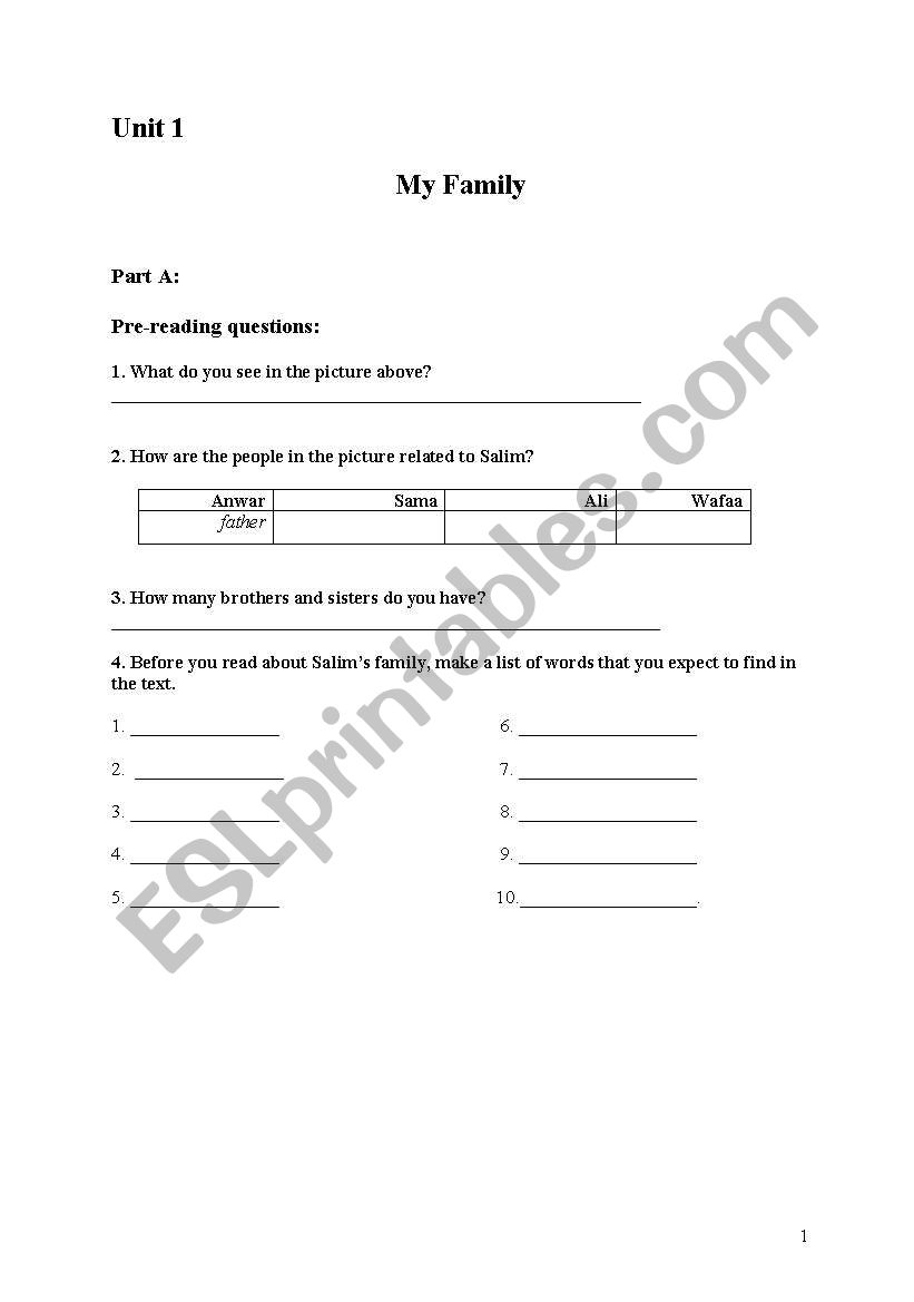 Reading Passage worksheet