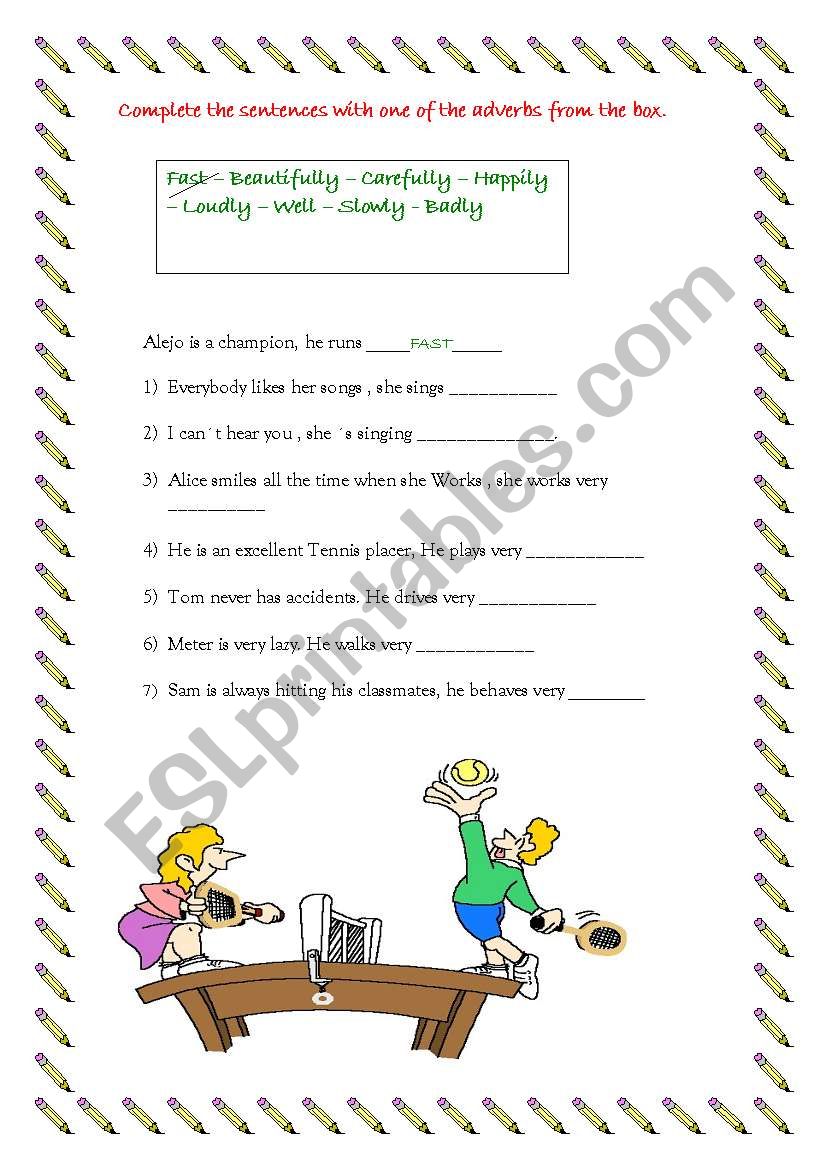 AVERBS OF MANNER worksheet