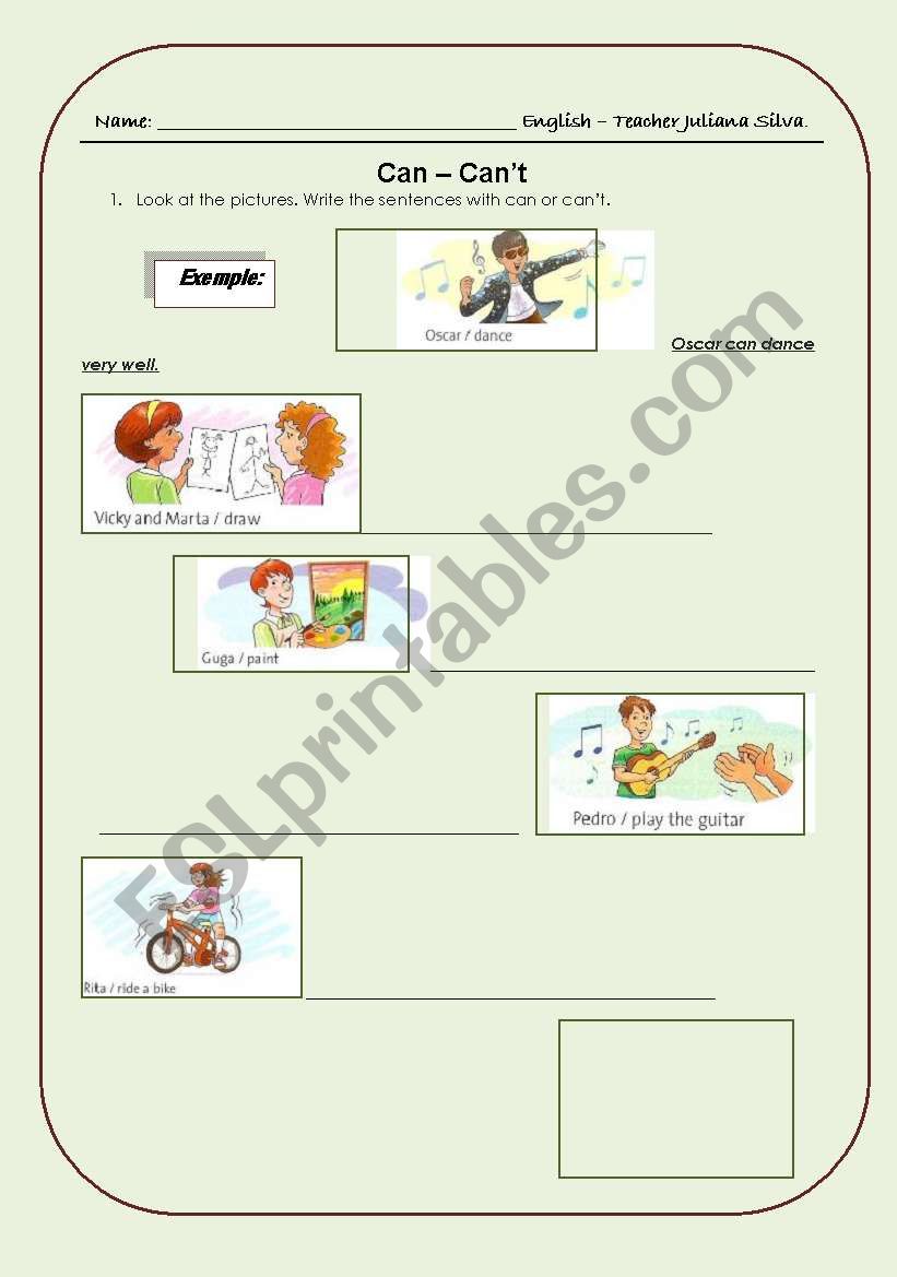 Can or Cant worksheet