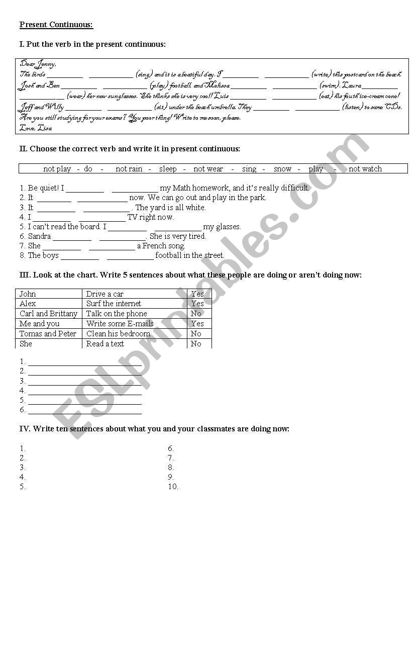 Present Continuous worksheet