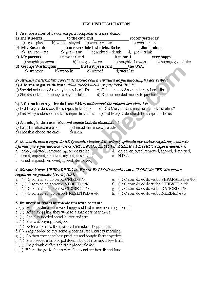 simple past tense worksheet