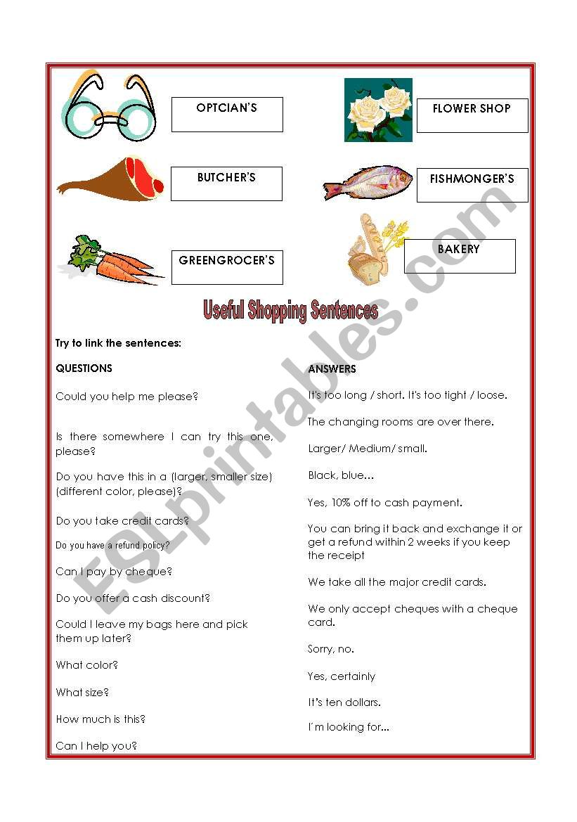 Where you buy what (page 2) worksheet