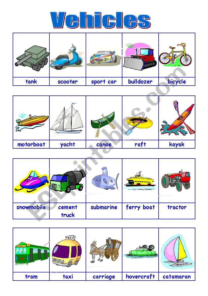 Vehicles 2/2 (10.08.09) worksheet