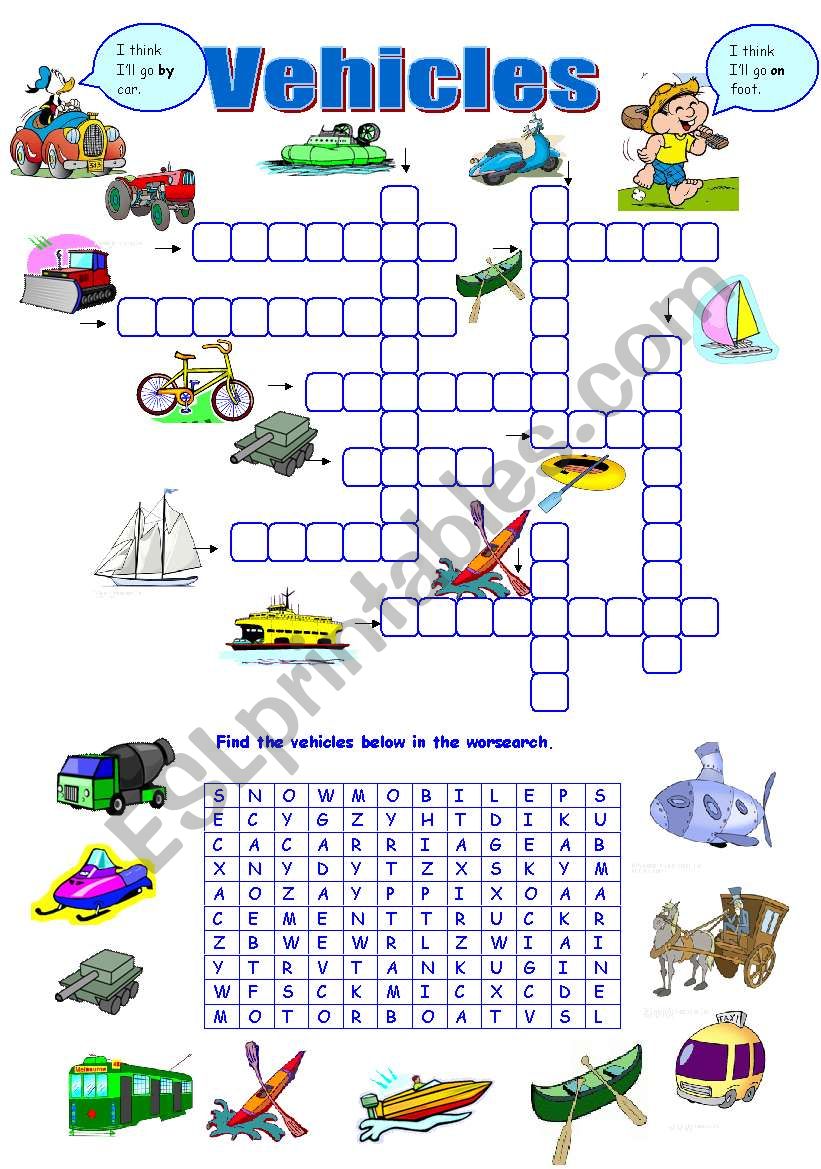 vehicles exercises (10.08.09) worksheet