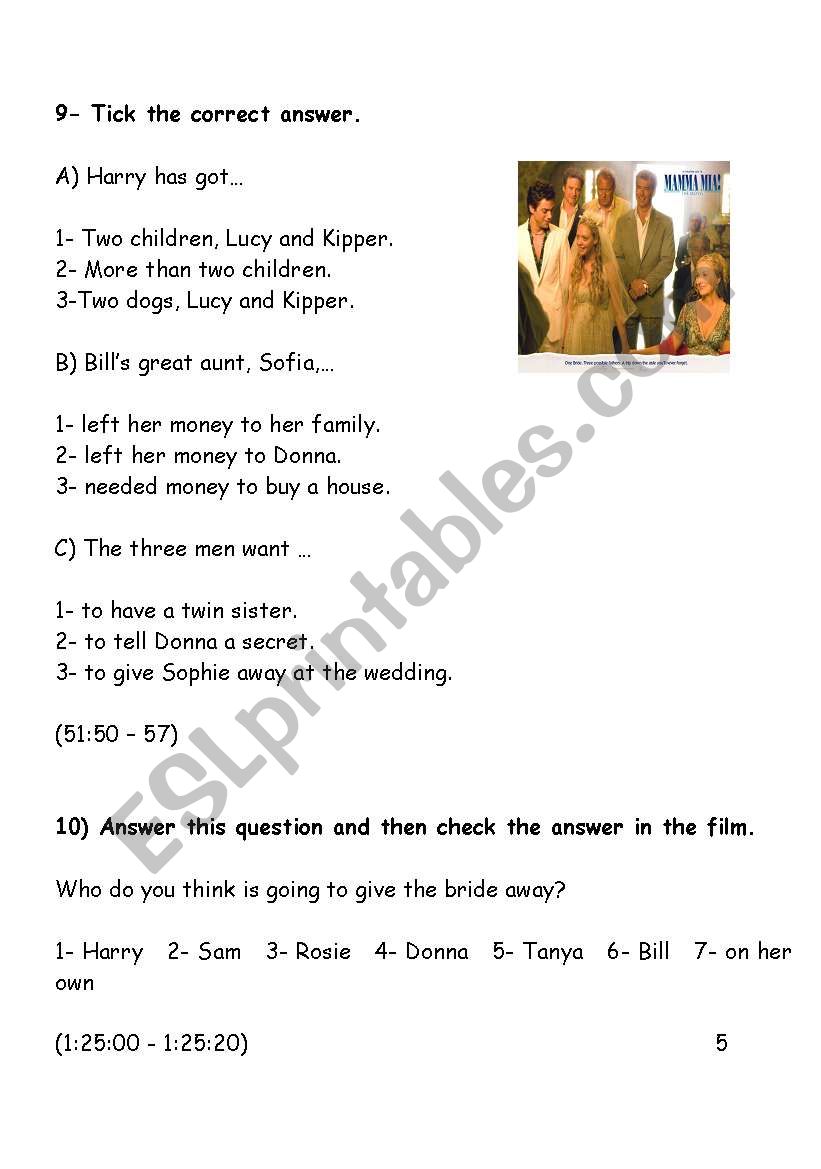 Mama mia!!! - 3 worksheet