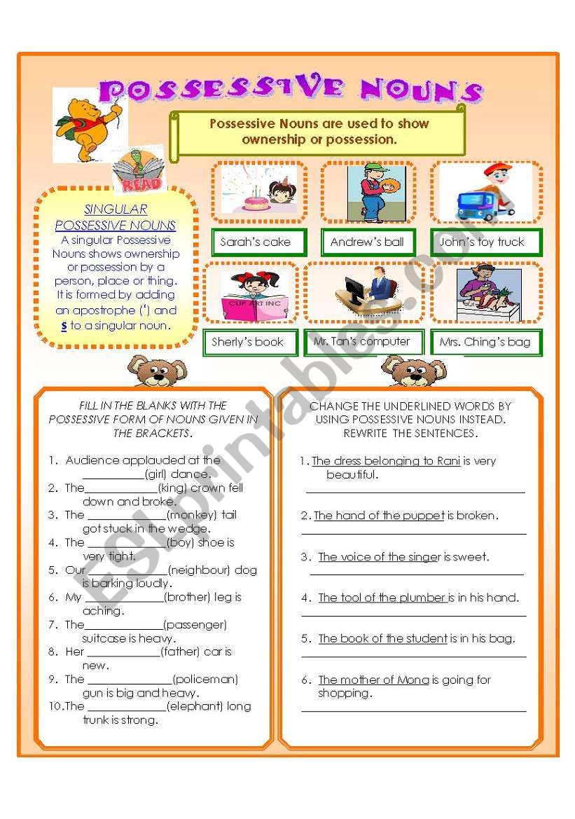 POSSESSIVE NOUNS worksheet