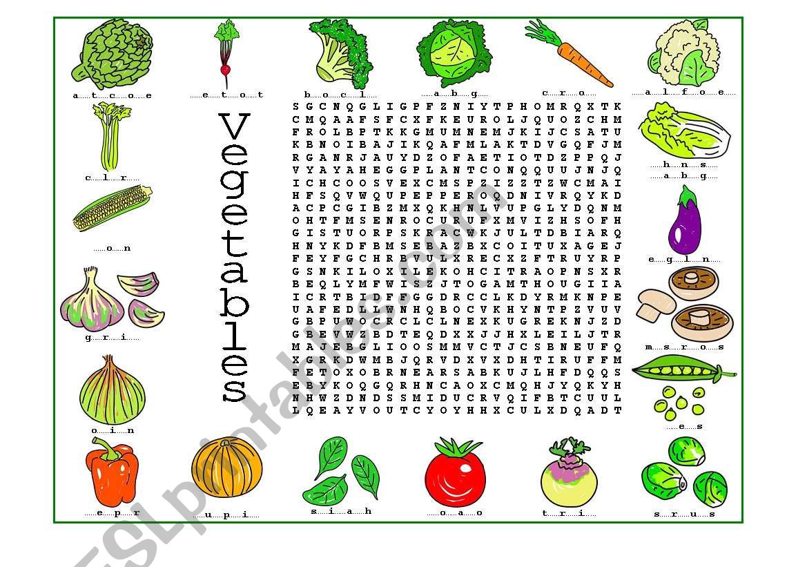 Vegetables worksheet