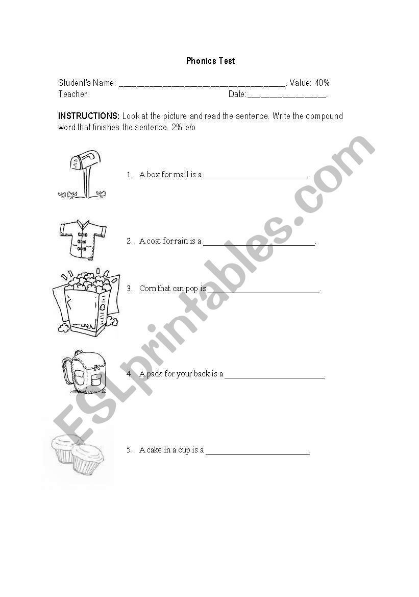 Phonics Exam worksheet