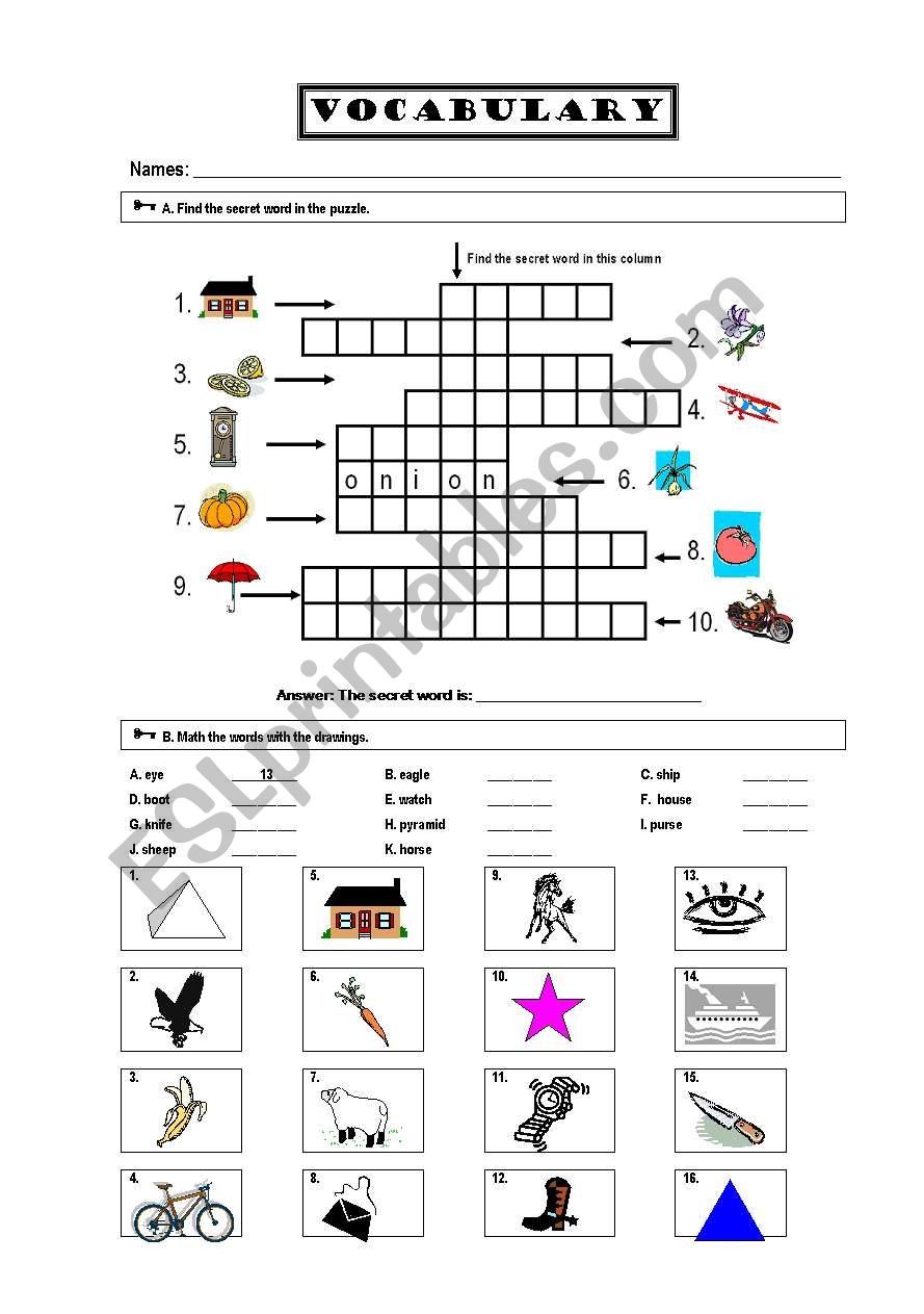 Fun vocabulary worksheet