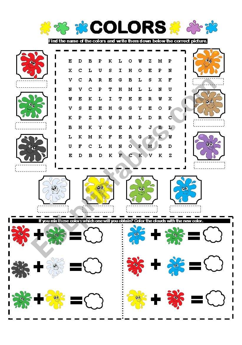 COLORS WORDSEARCH-MIXING COLORS!