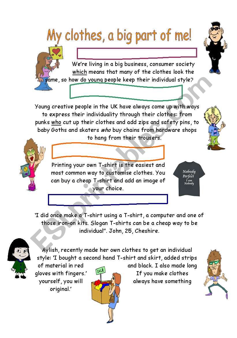 Clothes and relative pronouns worksheet