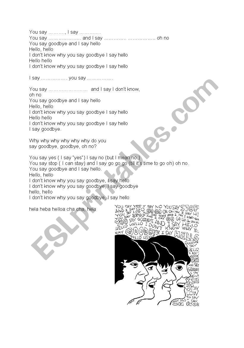 Hello, Goodbye - the Beatles worksheet