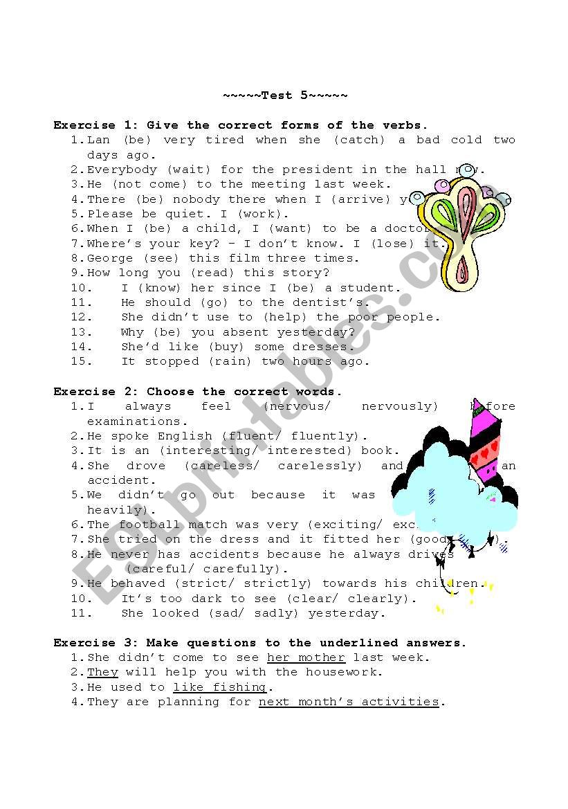 English Test worksheet