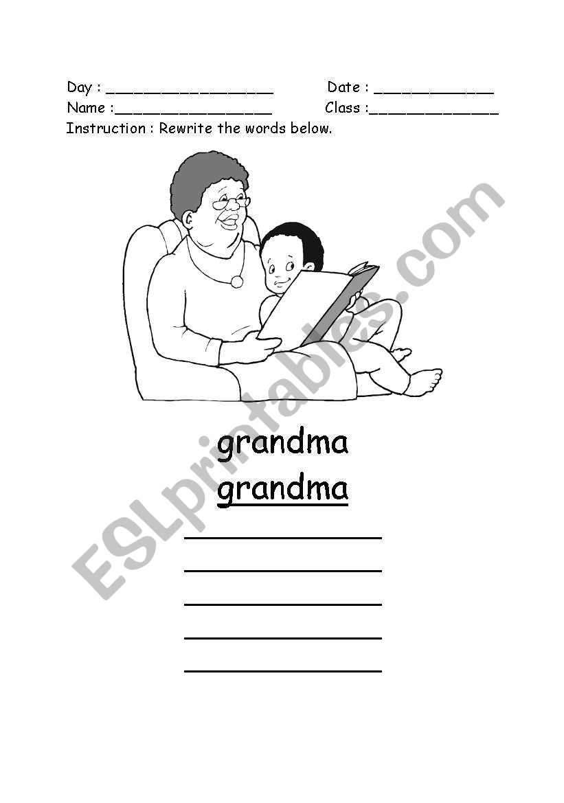 Family Worksheet worksheet