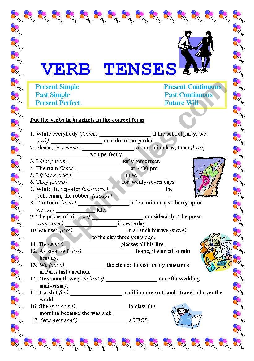Verb Tenses Mix  worksheet