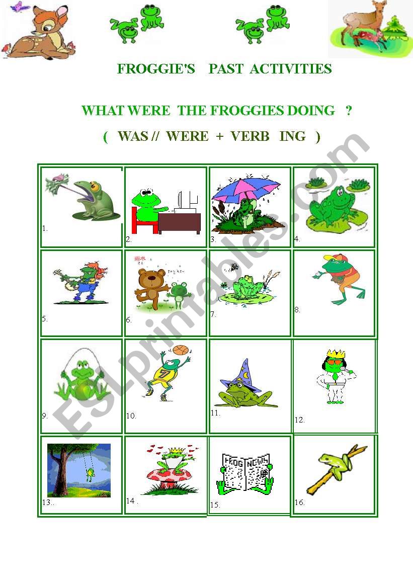 Funny  frogs worksheet