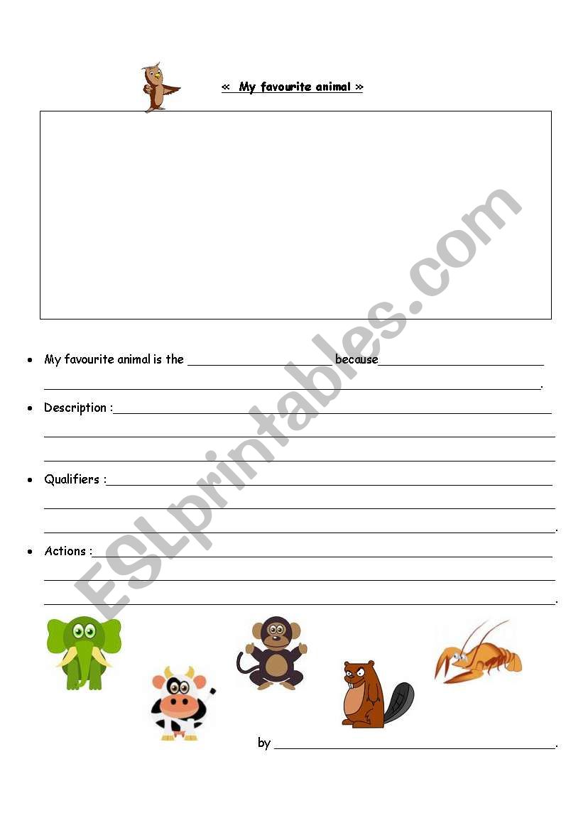 My favourite animal worksheet