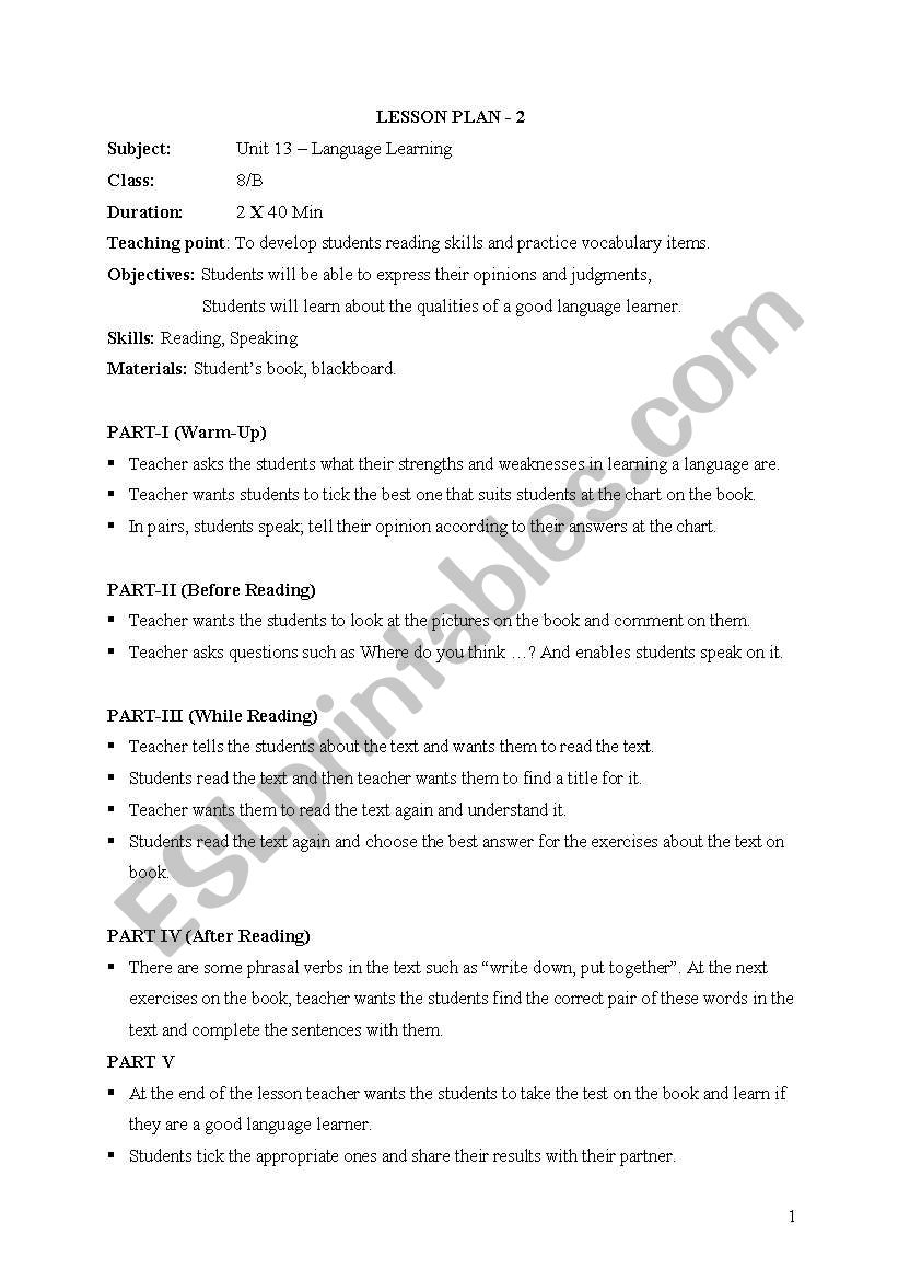 Lesson Plan 2 worksheet