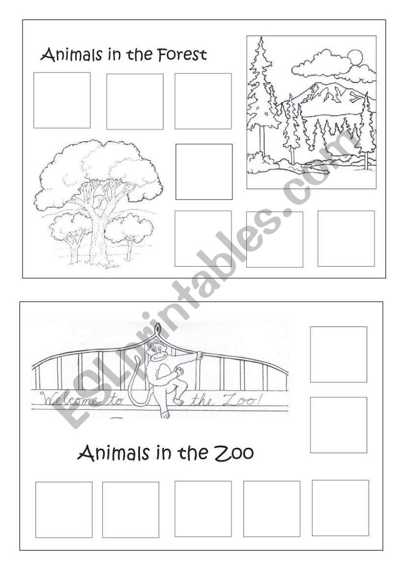animals - forest & zoo worksheet