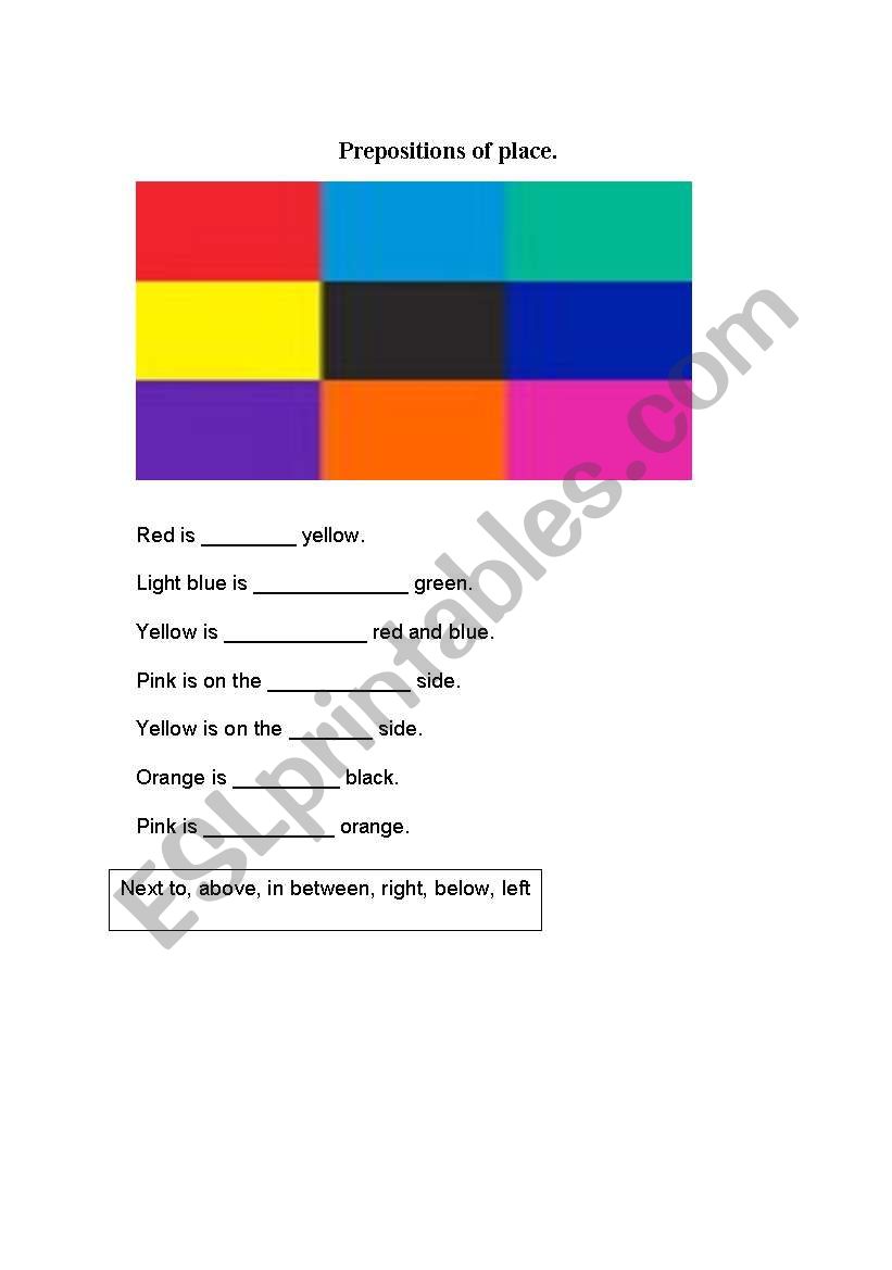 prepositions of place worksheet