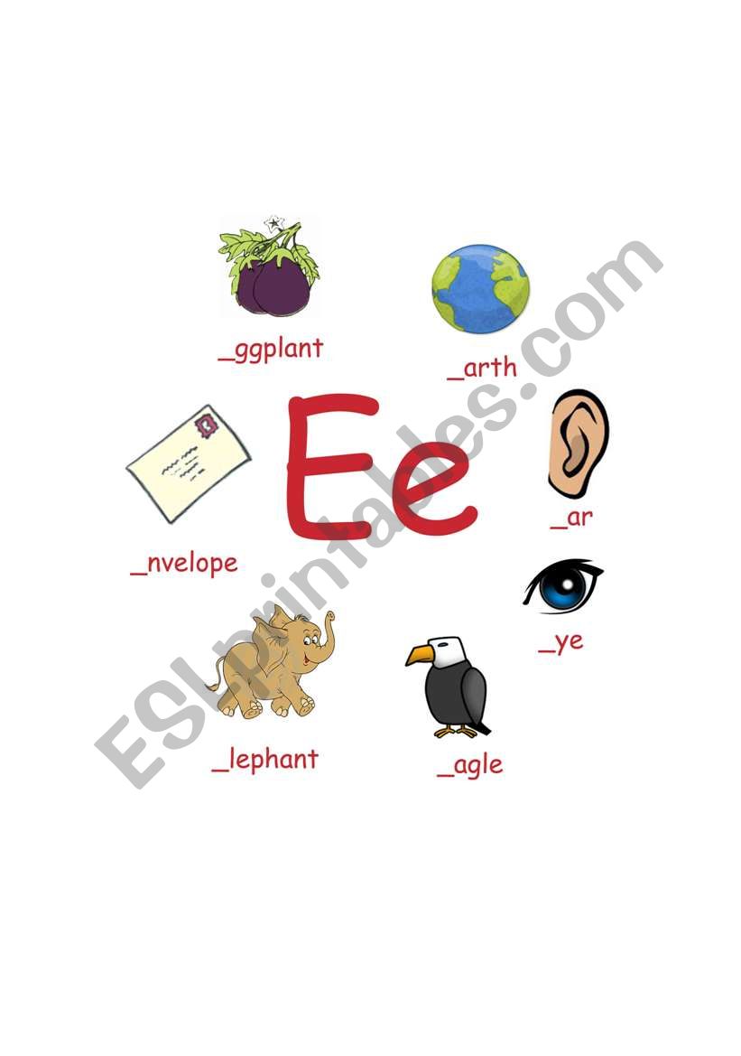 letter E worksheet