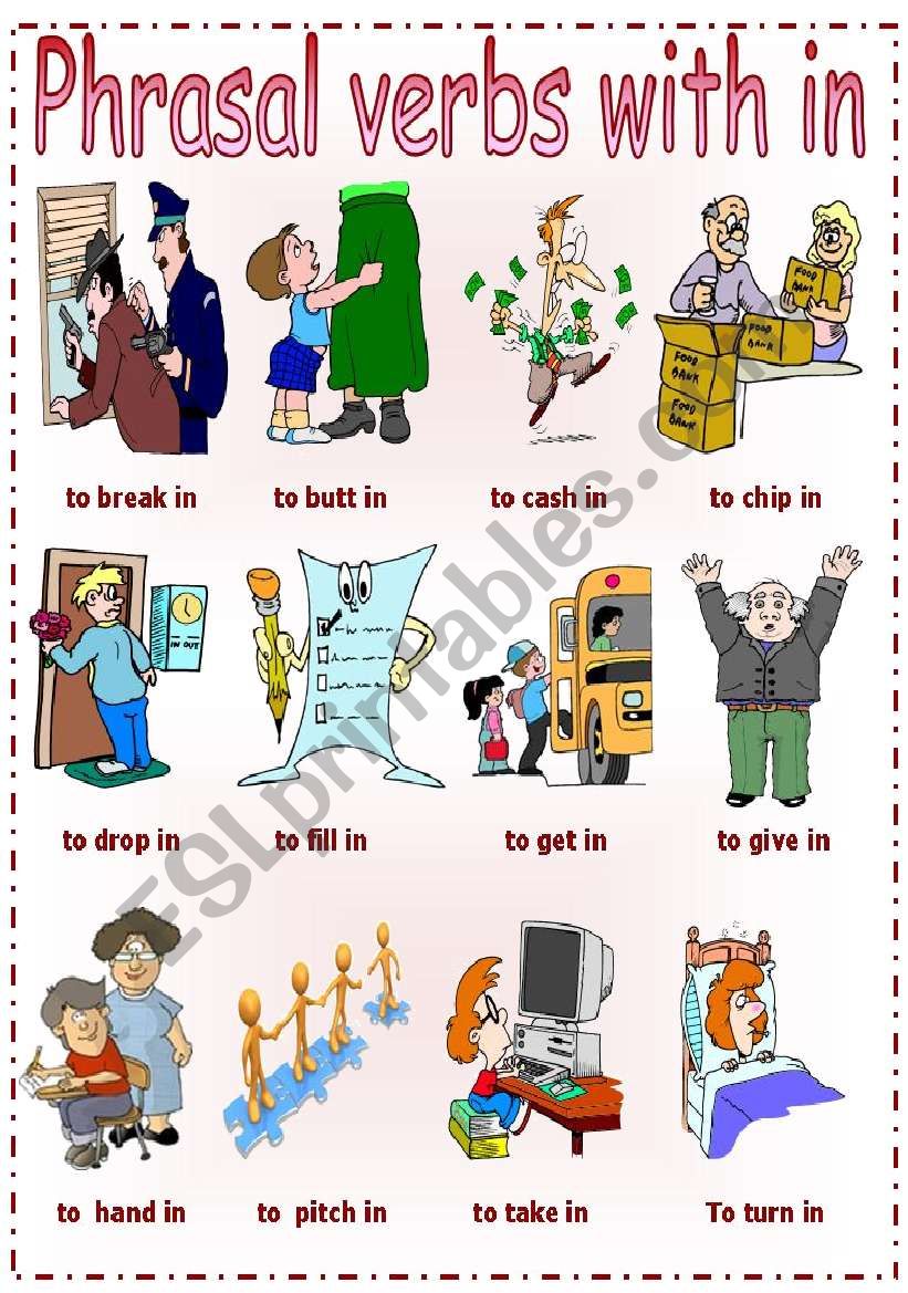 Phrasal verbs with in worksheet