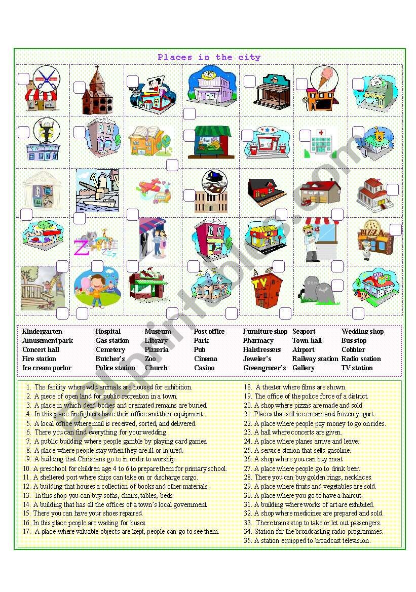 Places in the city 1 worksheet