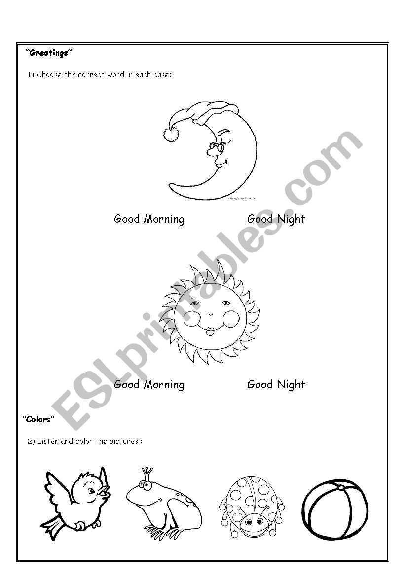 Greetings and Colors worksheet