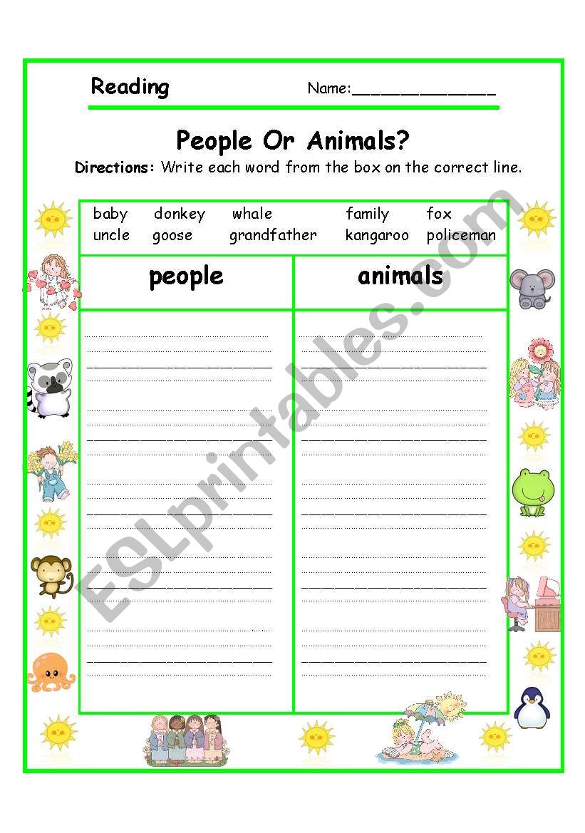 CLASSIFYING (1/2) worksheet