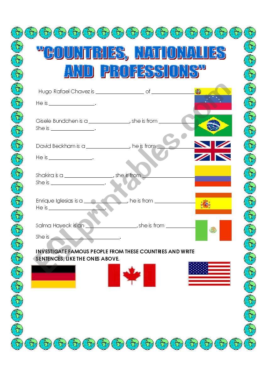 NATIONALITIES, COUNTRIES AND PROFESSIONS