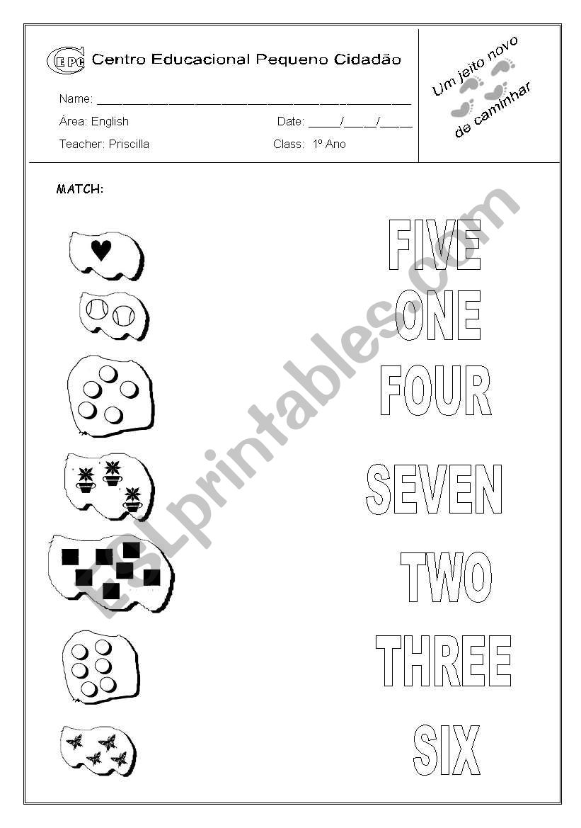 numbers match worksheet
