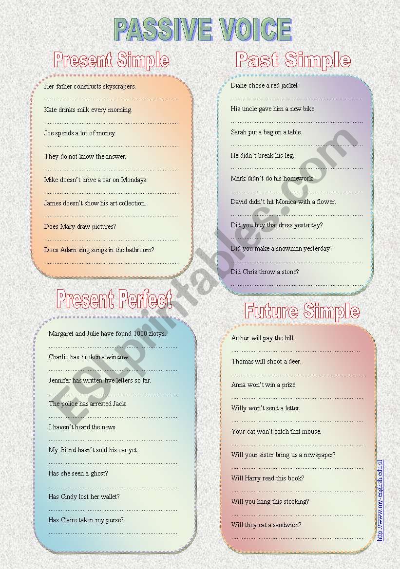 Passive voice worksheet