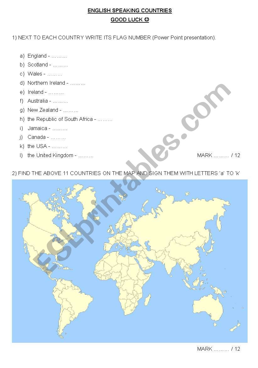 English Speaking Countries (part 1 of 3)